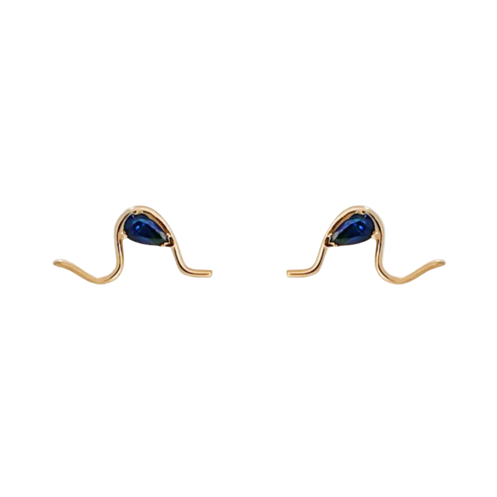 Sapphire Mumu Wave Stud Earring by Labulgara - At Present Jewelry