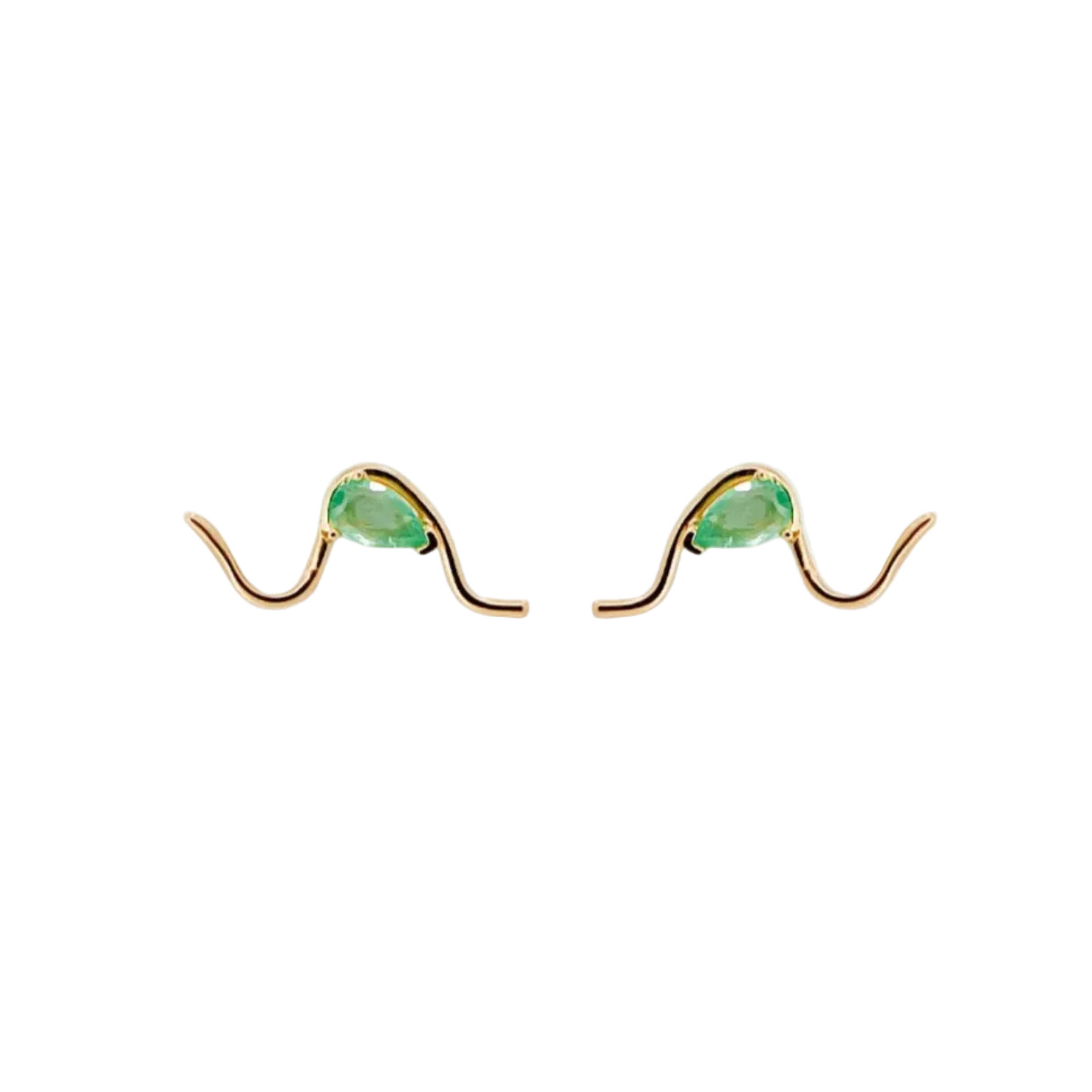 Emerald Mumu Wave Stud Earring by Labulgara - At Present Jewelry