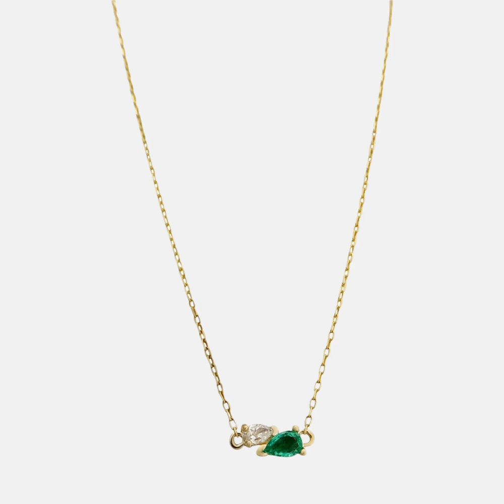 Me and You Emerald Gold Necklace by Labulgara - At Present Jewelry