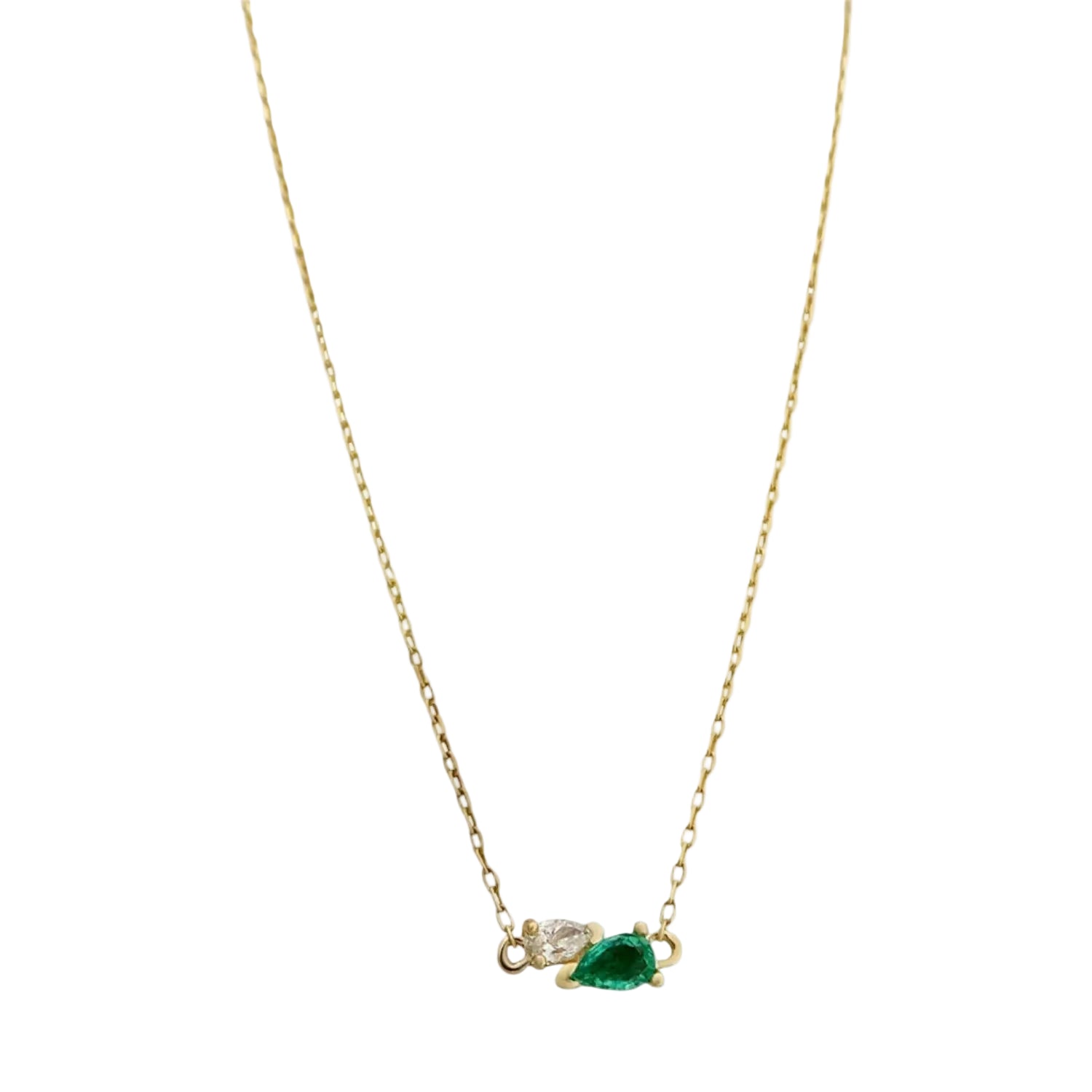 Me and You Emerald Gold Necklace by Labulgara - At Present Jewelry