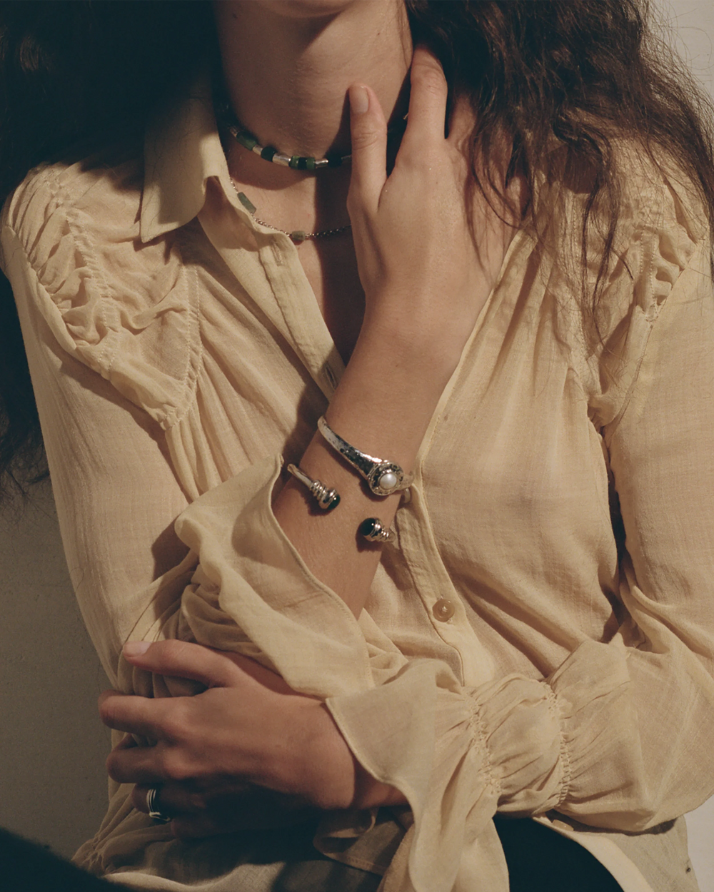 Paloma Cuff, Green Jade by Pamela Love - At Present Jewelry