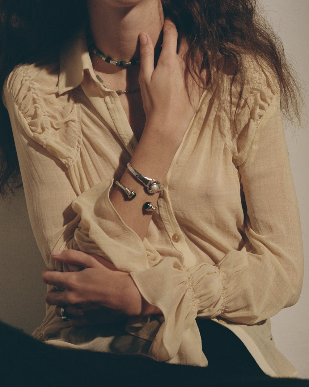 Vivianna Locket Cuff, Green Jade by Pamela Love - At Present Jewelry