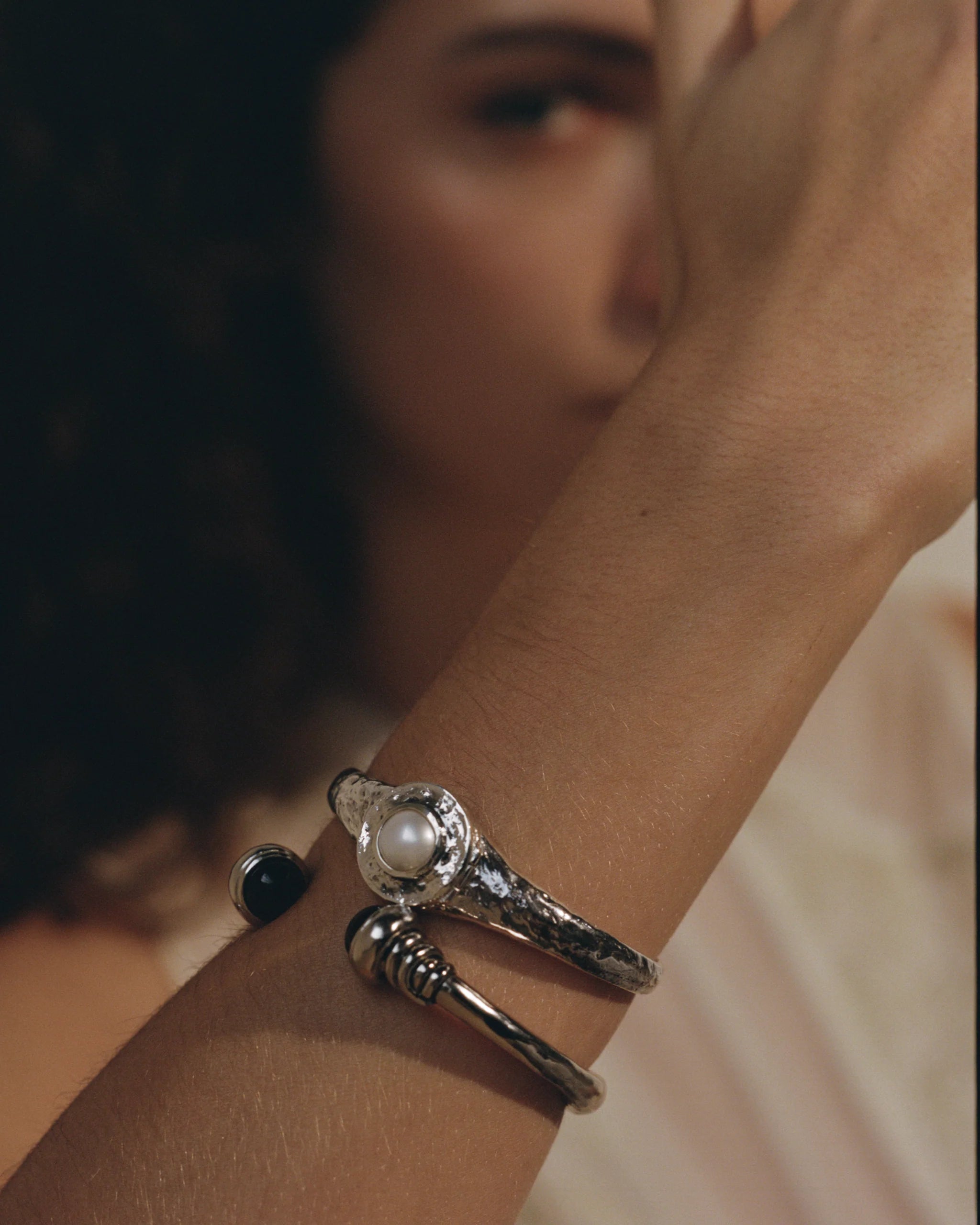 Vivianna Locket Cuff, Green Jade by Pamela Love - At Present Jewelry