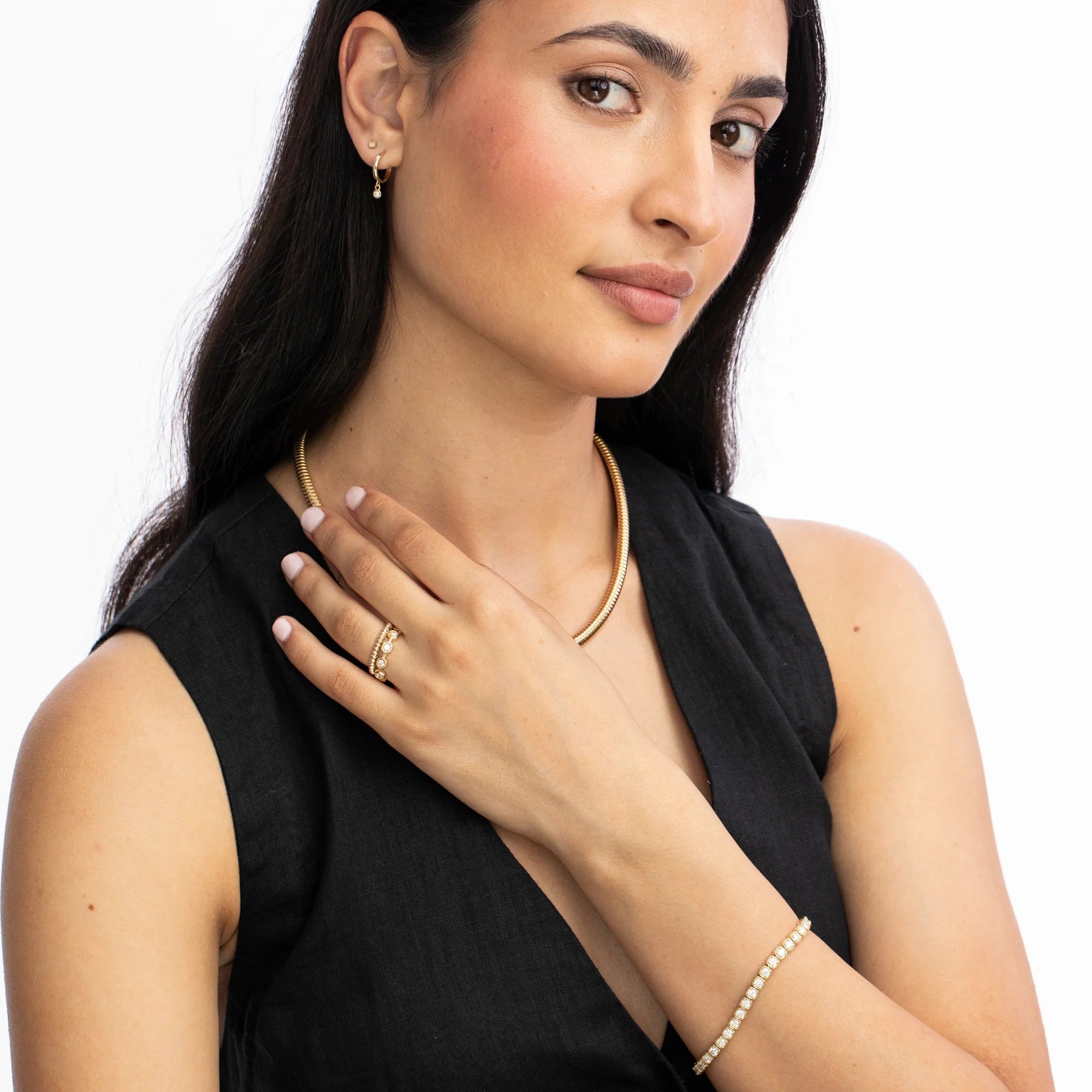 Single Diamond Raindrop Huggies - At Present Jewelry