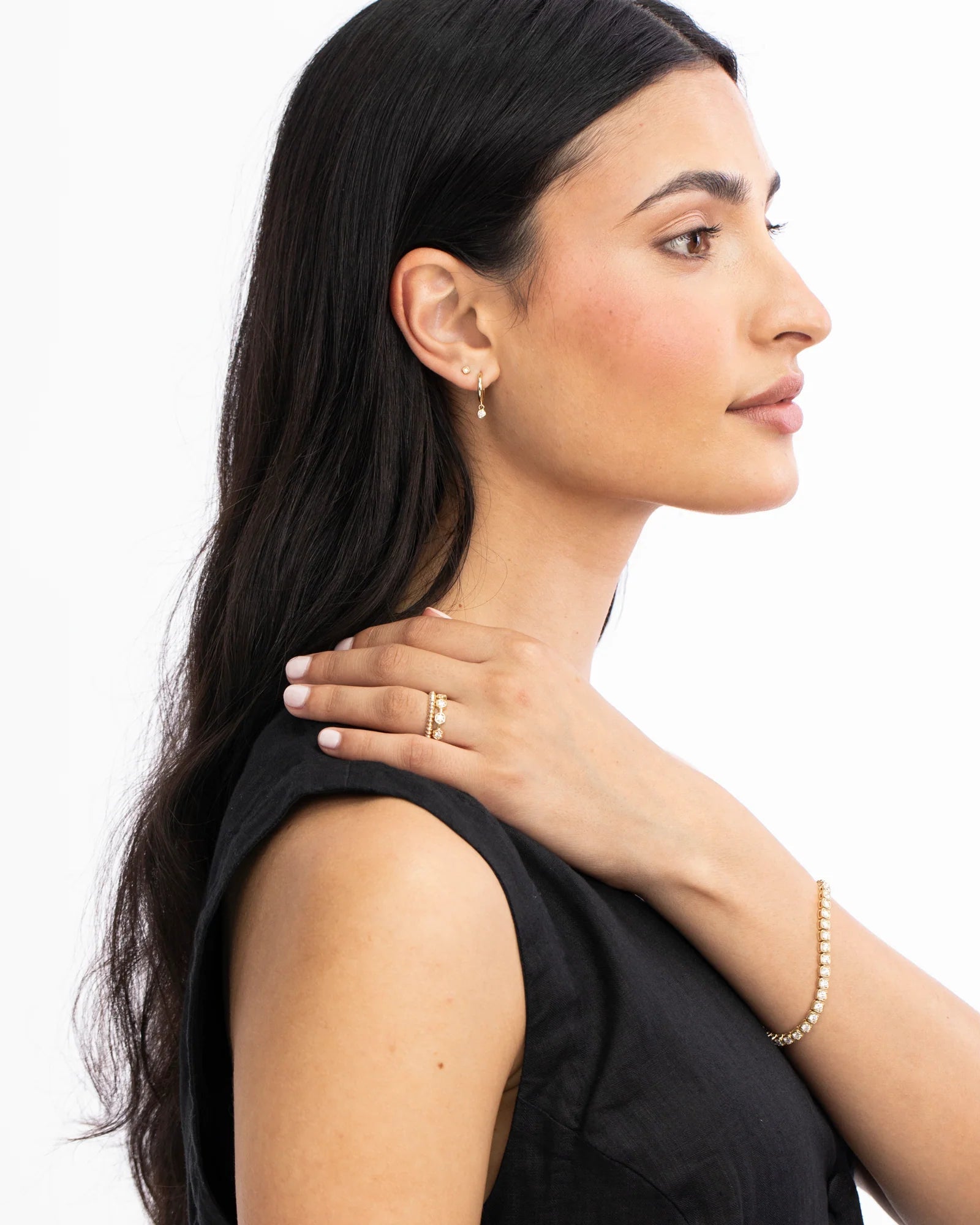 Single Diamond Raindrop Huggies - At Present Jewelry