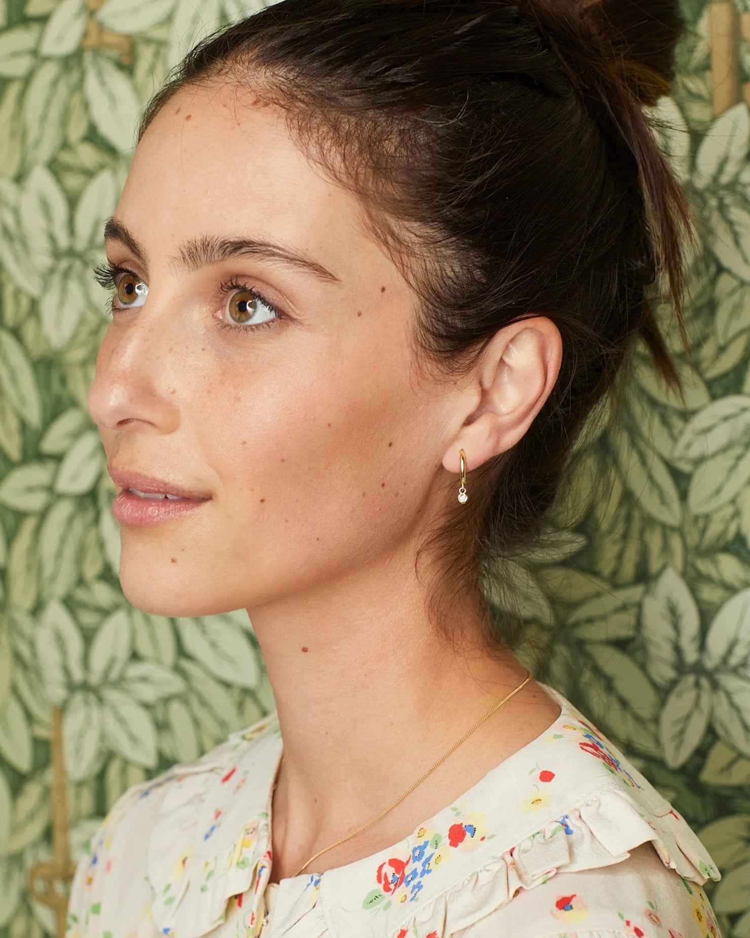 Single Diamond Raindrop Huggies - At Present Jewelry