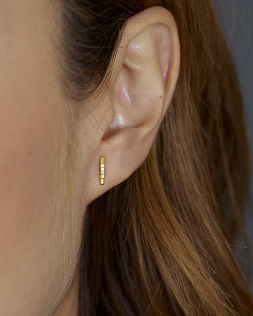 Pavé Linea Stud Earring by White/Space - At Present Jewelry
