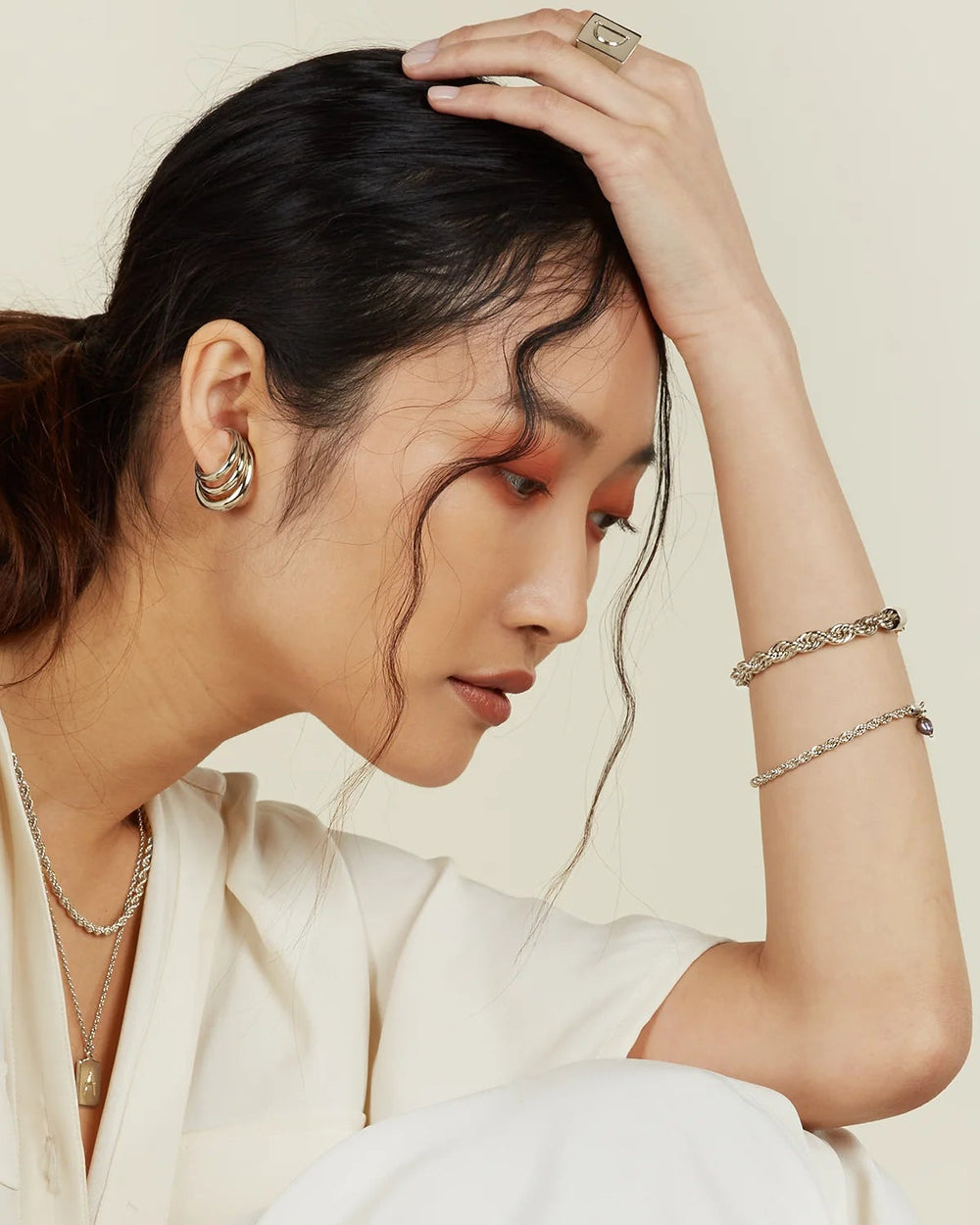 Triple Lair Ear Cuffs in Silver by Lady Grey - At Present Jewelry