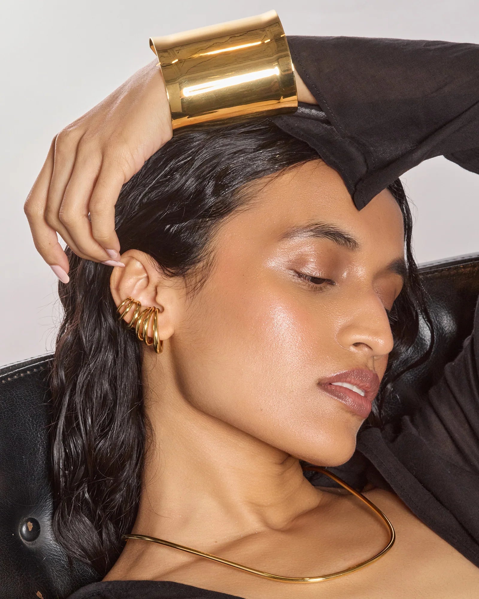 Triple Lair Ear Cuffs in Gold by Lady Grey - At Present Jewelry