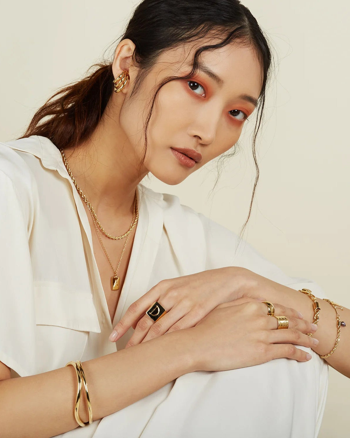 Triple Lair Ear Cuffs in Gold by Lady Grey - At Present Jewelry