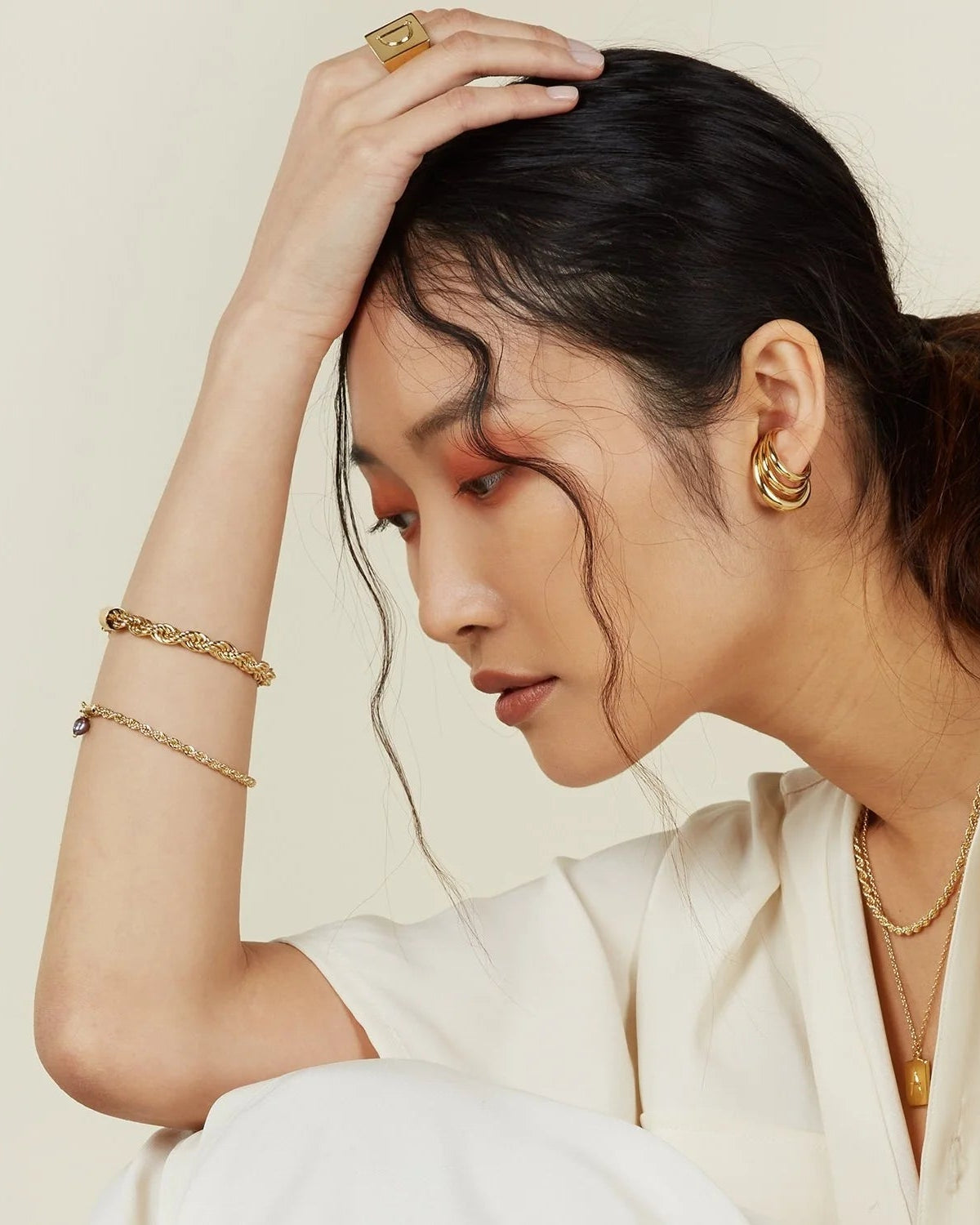 Triple Lair Ear Cuffs in Gold by Lady Grey - At Present Jewelry