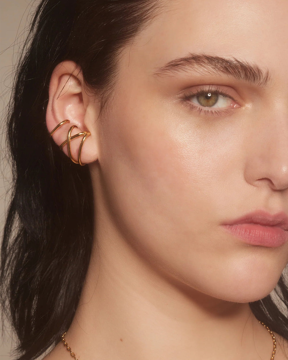 X Ear Cuff in Gold by Lady Grey - At Present Jewelry