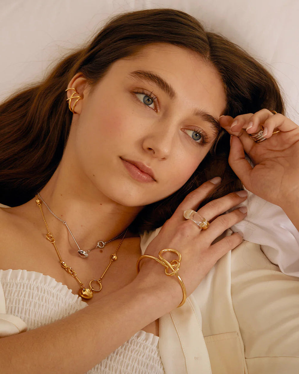 X Ear Cuff in Gold by Lady Grey - At Present Jewelry