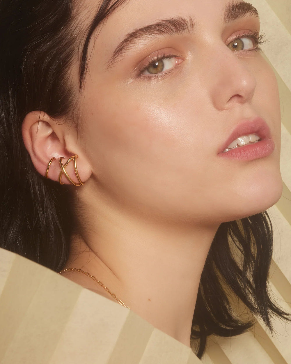 X Ear Cuff in Gold by Lady Grey - At Present Jewelry