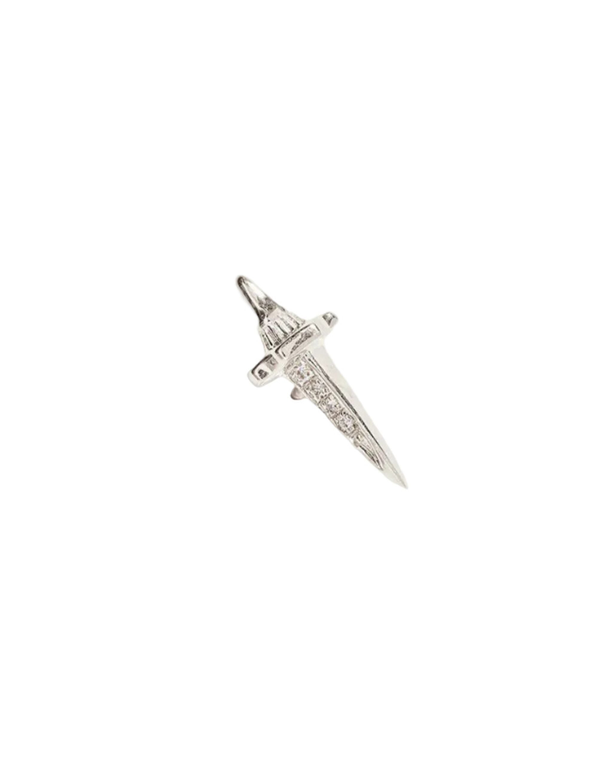 Dagger Pavé Stud, White Gold by Pamela Love - At Present Jewelry