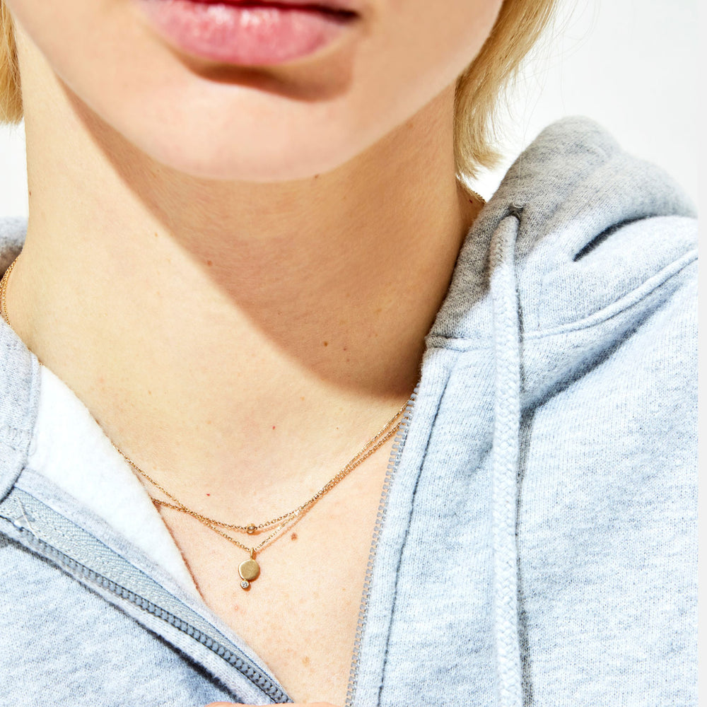 Diamond + Hammered Granule Necklace by A.M. Thorne - At Present Jewelry