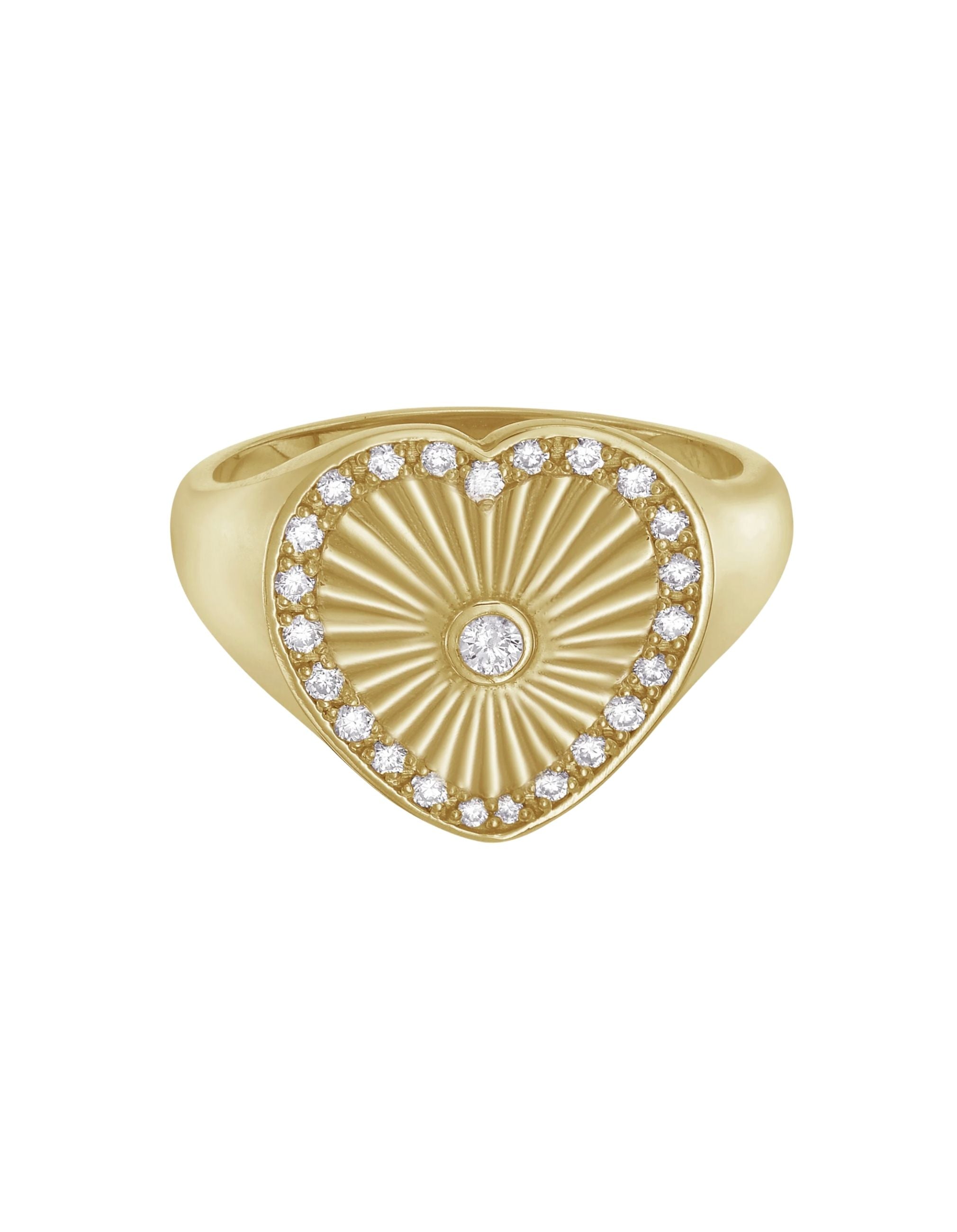 Cassandane Diamond Heart Signet Ring