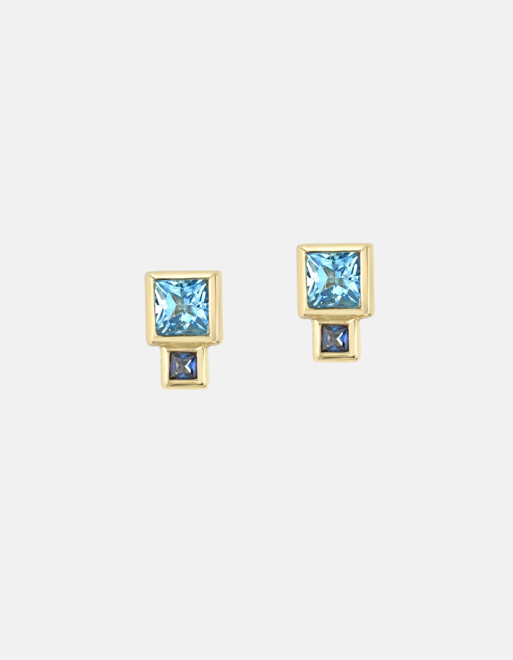 Blue Sapphire and Topaz Bruta Earring by White/Space - At Present Jewelry