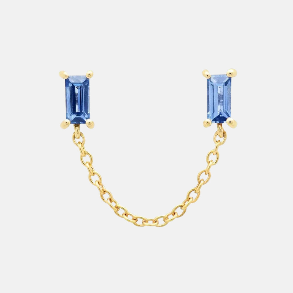 Gemstone Baguette Chain Stud by Eriness - At Present Jewelry