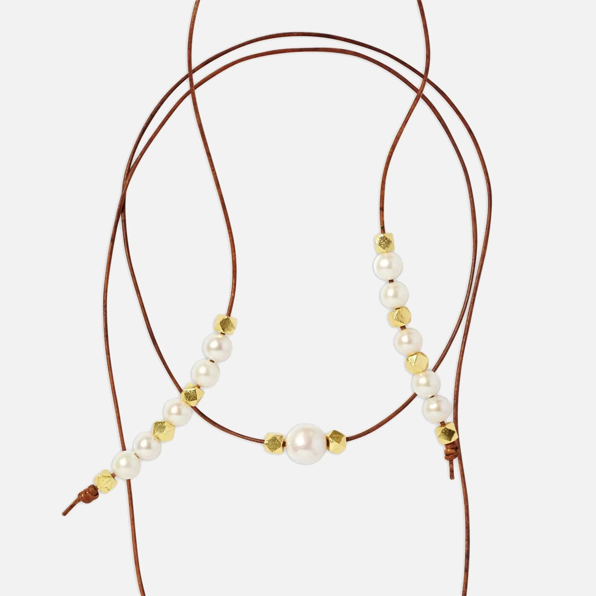 Leather, Pearl, and Nugget Lariat