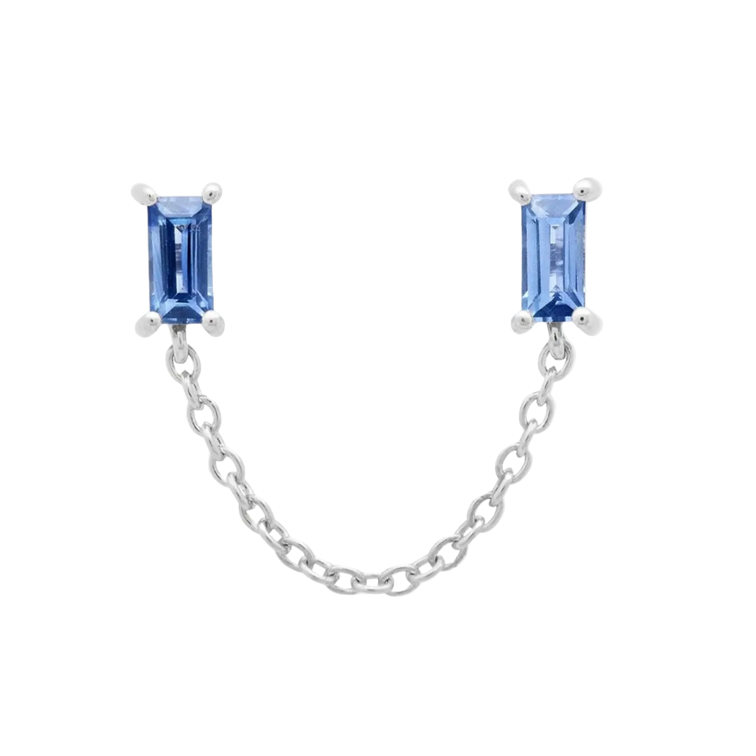 Gemstone Baguette Chain Stud by Eriness - At Present Jewelry