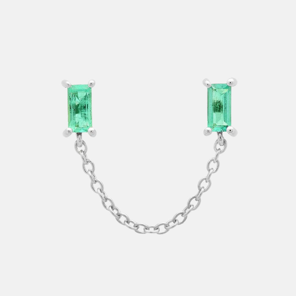 Gemstone Baguette Chain Stud by Eriness - At Present Jewelry