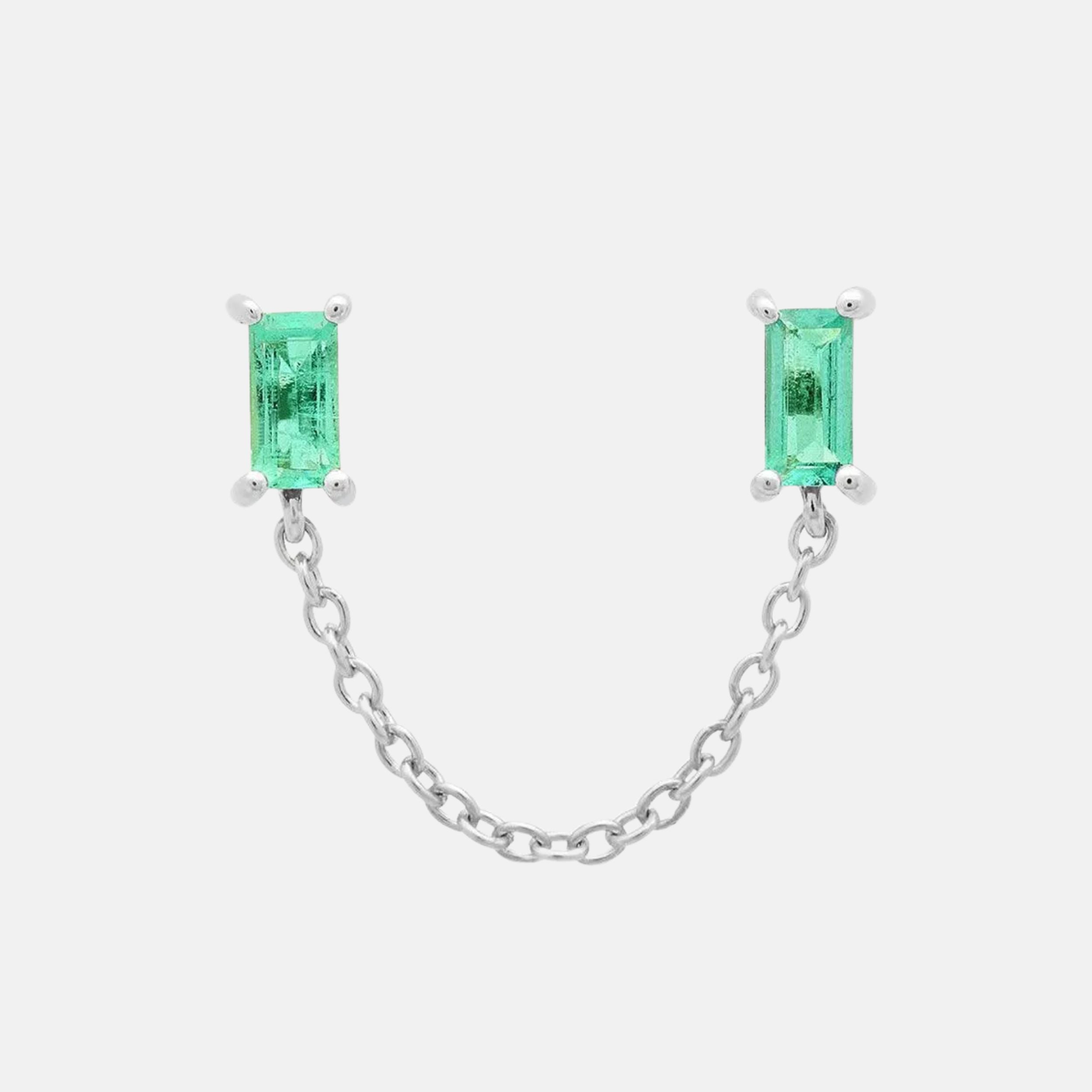 Gemstone Baguette Chain Stud by Eriness - At Present Jewelry