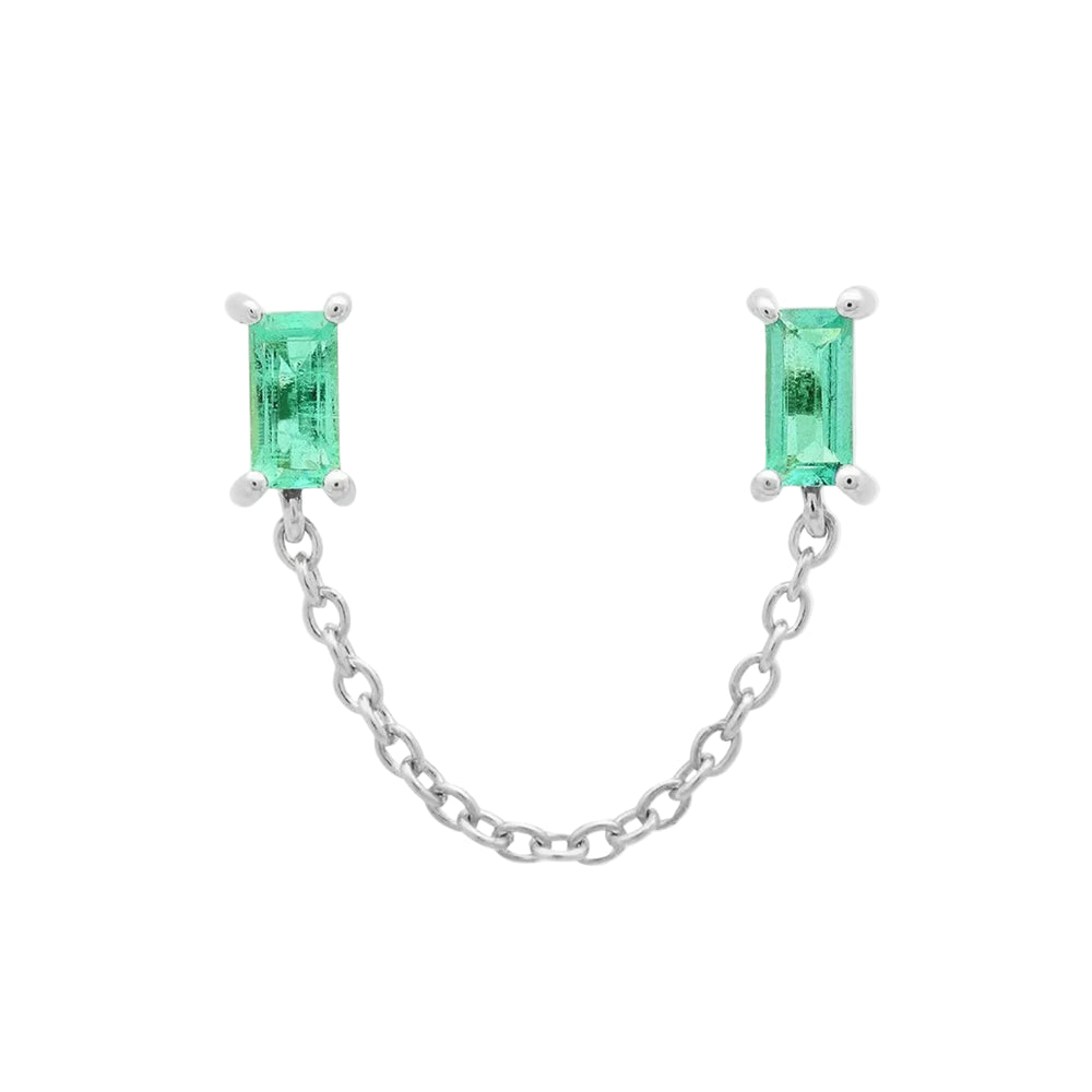 Gemstone Baguette Chain Stud by Eriness - At Present Jewelry