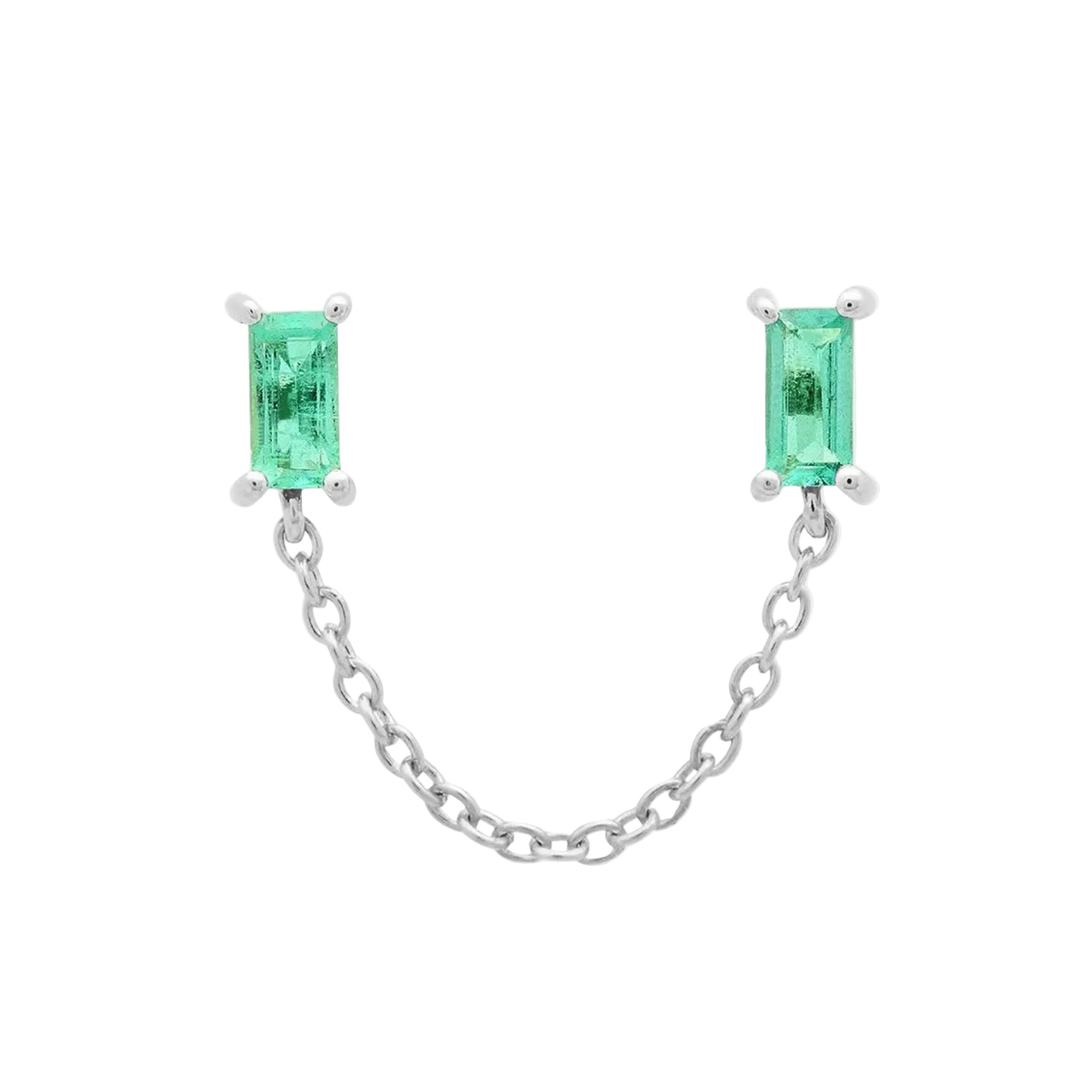 Gemstone Baguette Chain Stud by Eriness - At Present Jewelry