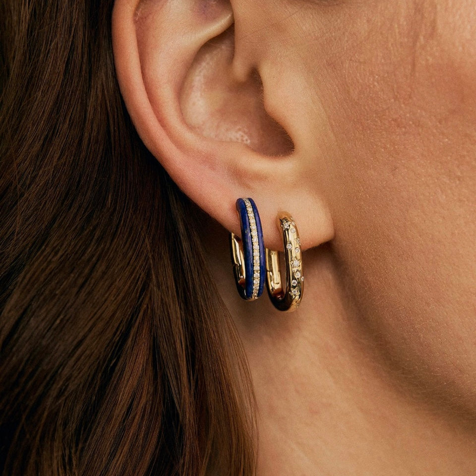 Stoned Elongated Huggie by Eden Presley - At Present Jewelry