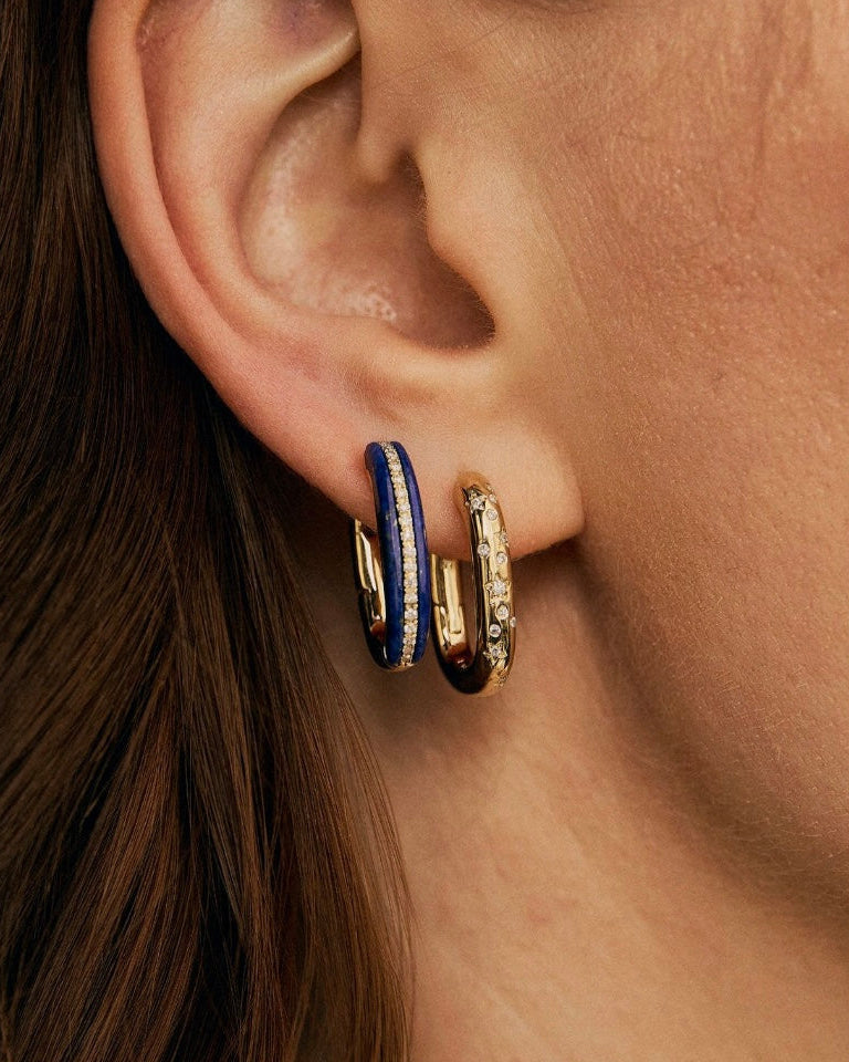 Stoned Elongated Huggie by Eden Presley - At Present Jewelry