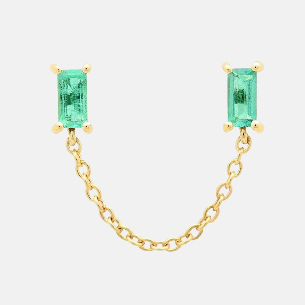 Gemstone Baguette Chain Stud by Eriness - At Present Jewelry