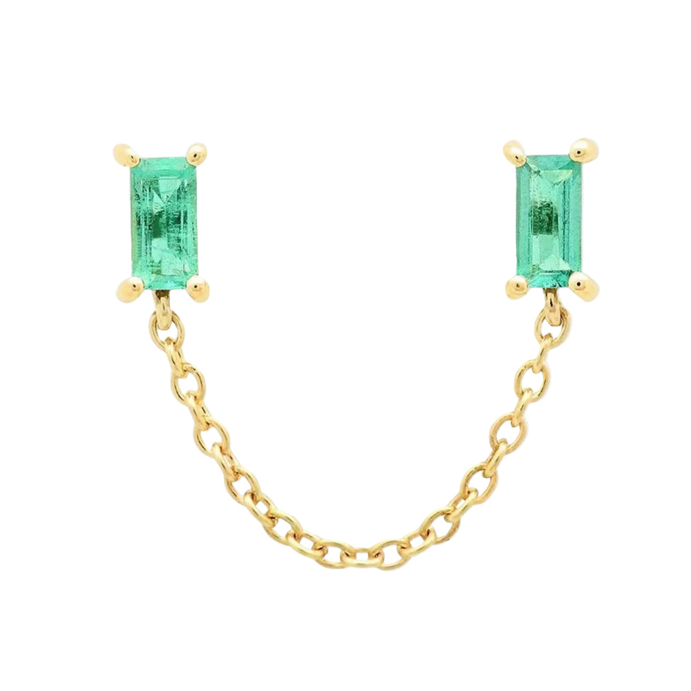 Gemstone Baguette Chain Stud by Eriness - At Present Jewelry
