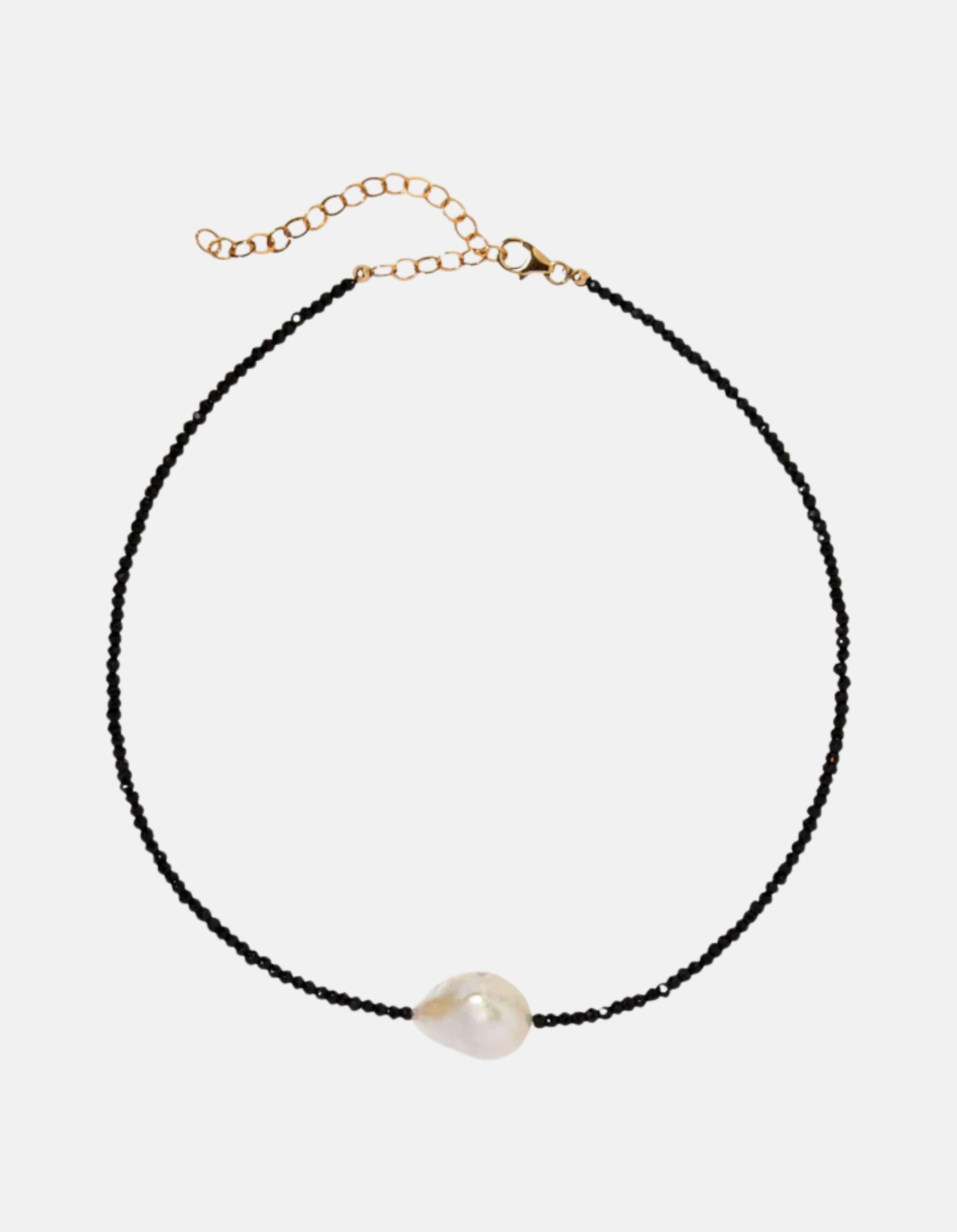 Spinel Single Baroque Pearl Gemstone Necklace by Joie DiGiovanni - At Present Jewelry