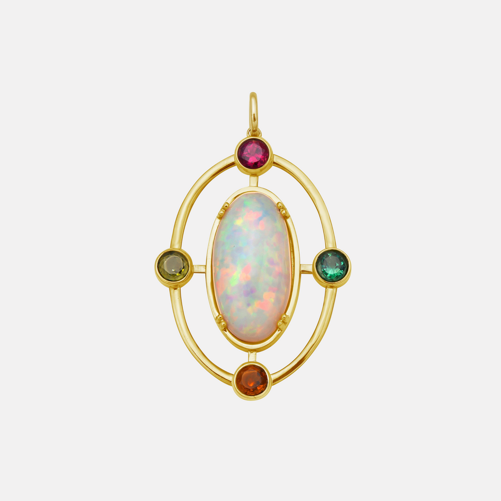 Celestine Opal and Multi Tourmaline Pendant by Lionheart - At Present Jewelry