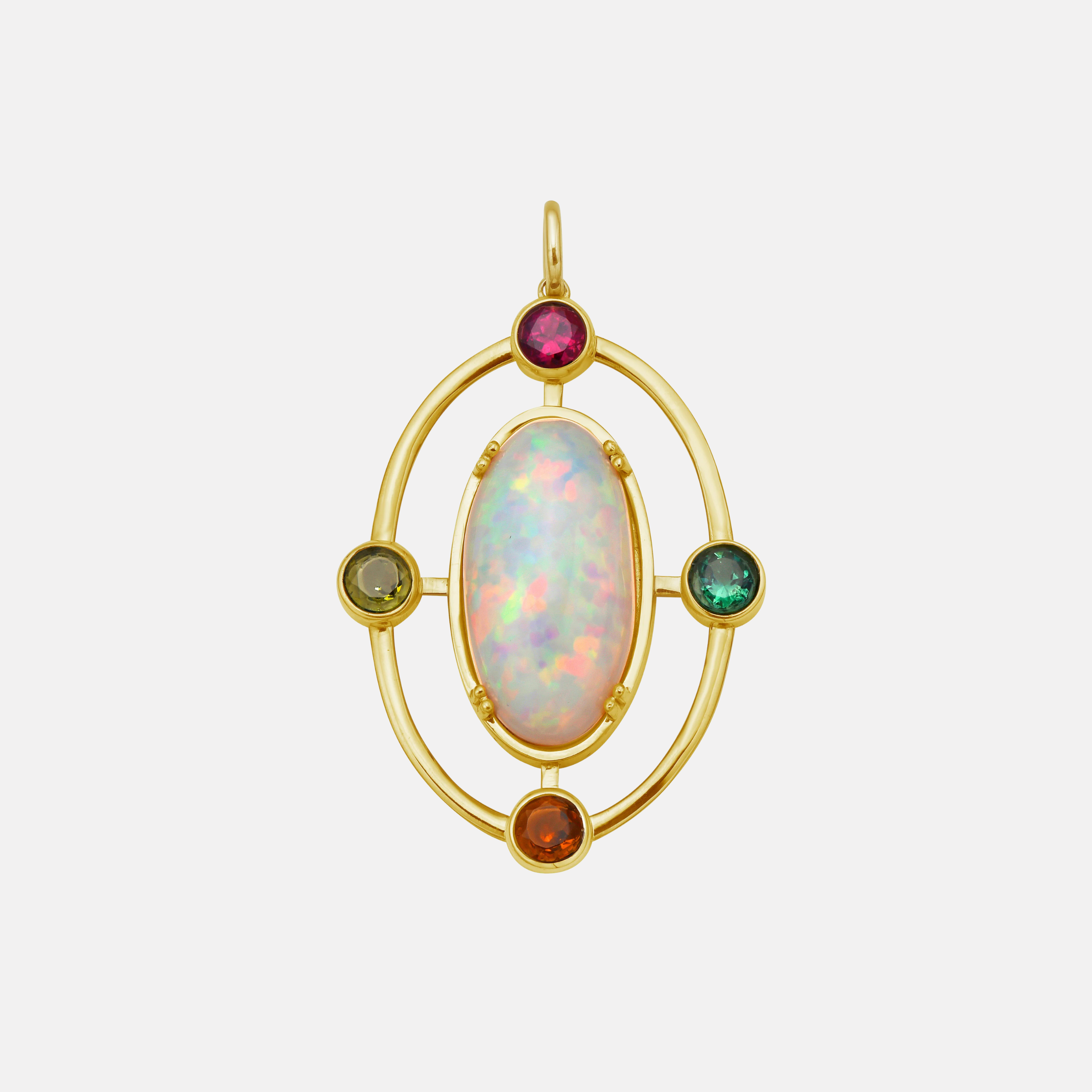 Celestine Opal and Multi Tourmaline Pendant by Lionheart - At Present Jewelry