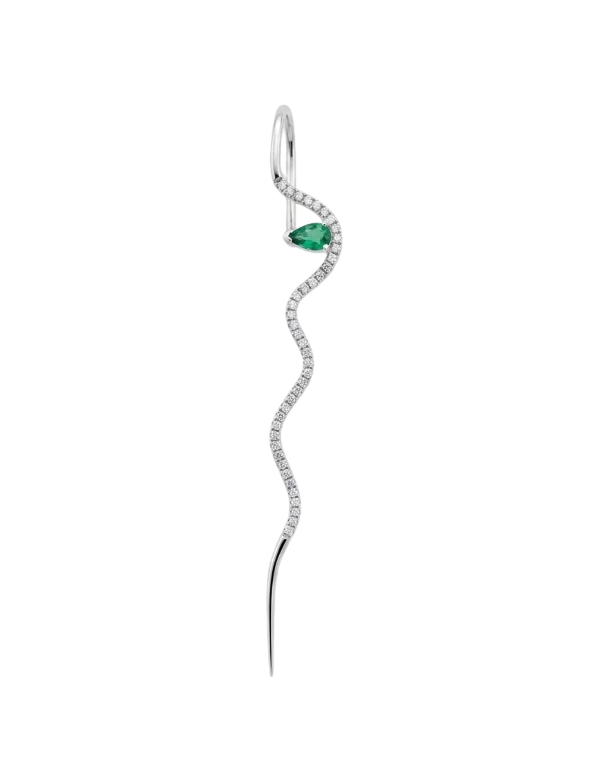 Pavé Element Needle Earring (Emerald)