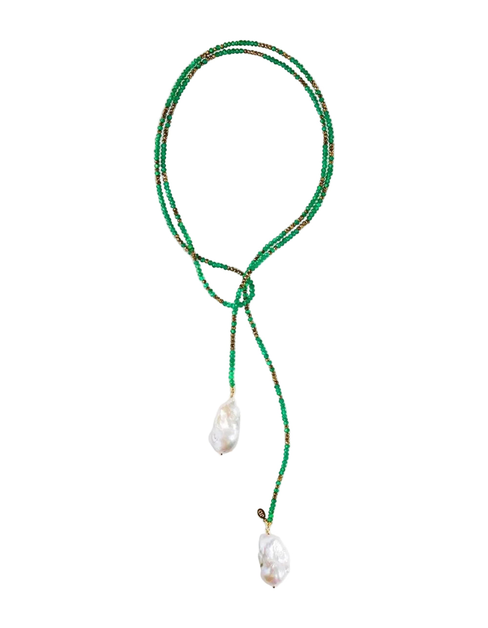 Green Onyx and Pyrite Ombre Classic Gemstone Lariat by Joie DiGiovanni - At Present Jewelry
