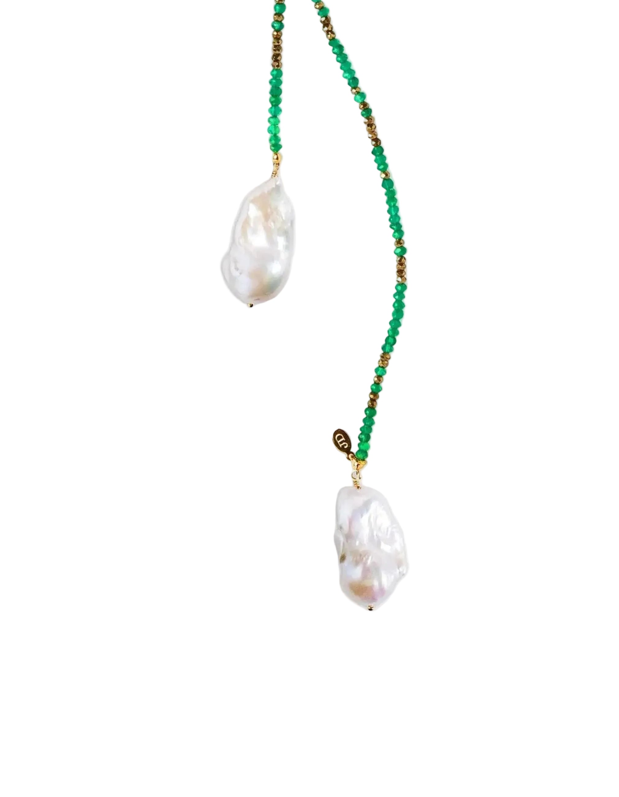 Green Onyx and Pyrite Ombre Classic Gemstone Lariat by Joie DiGiovanni - At Present Jewelry