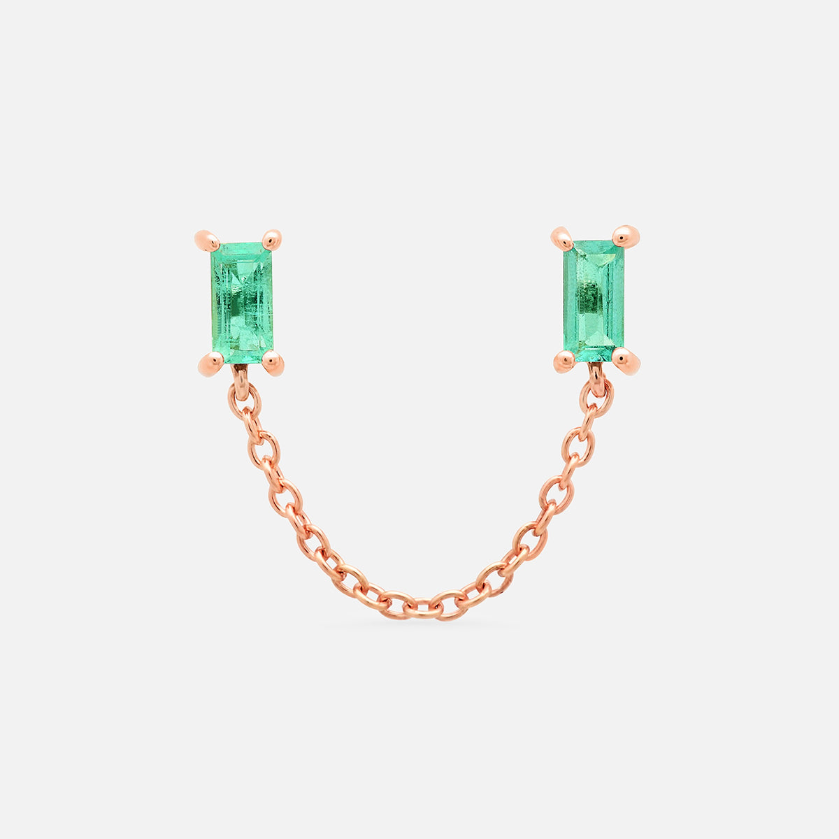 Emerald Baguette Chain Stud