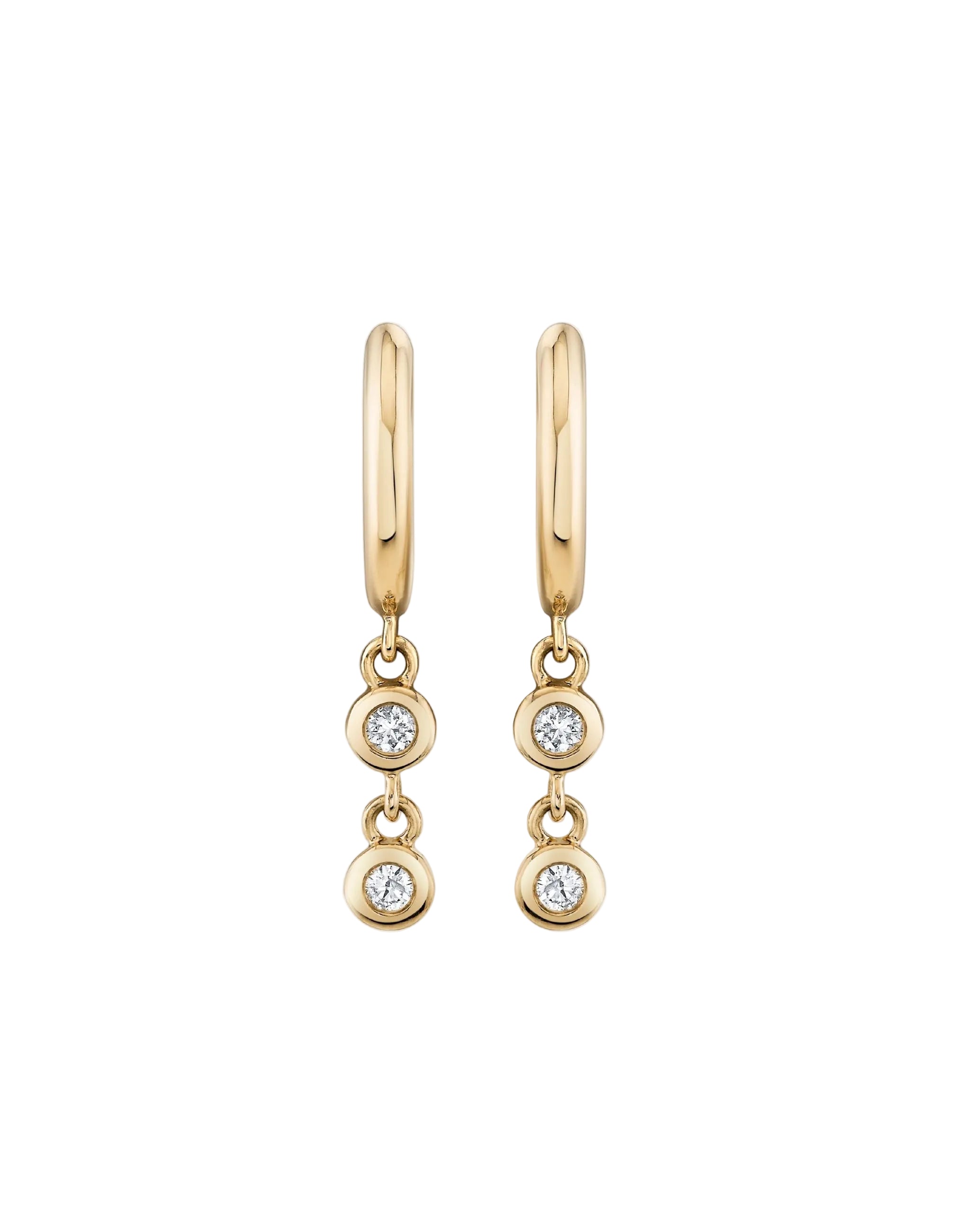 Double Diamond Raindrop Huggies by Ariel Gordon Jewelry - At Present Jewelry