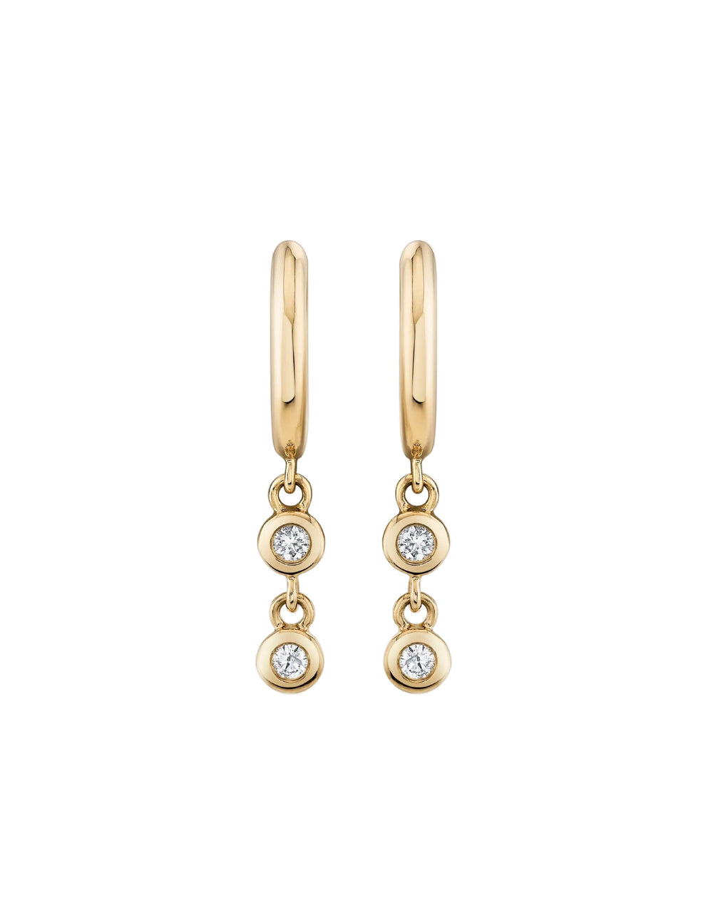 Double Diamond Raindrop Huggies by Ariel Gordon Jewelry - At Present Jewelry