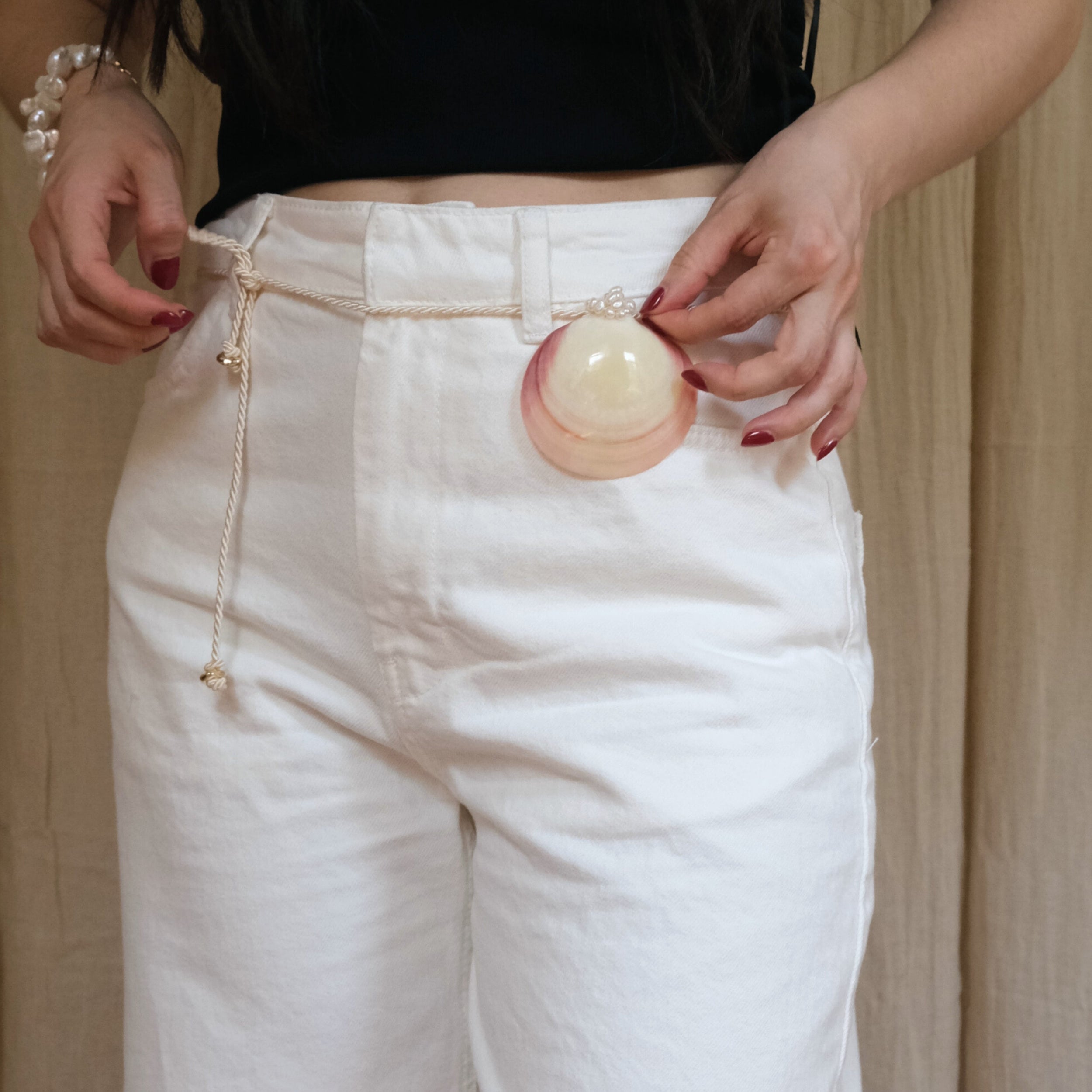 Clam Shell Pendant & Belt by Anita Berisha - At Present Jewelry