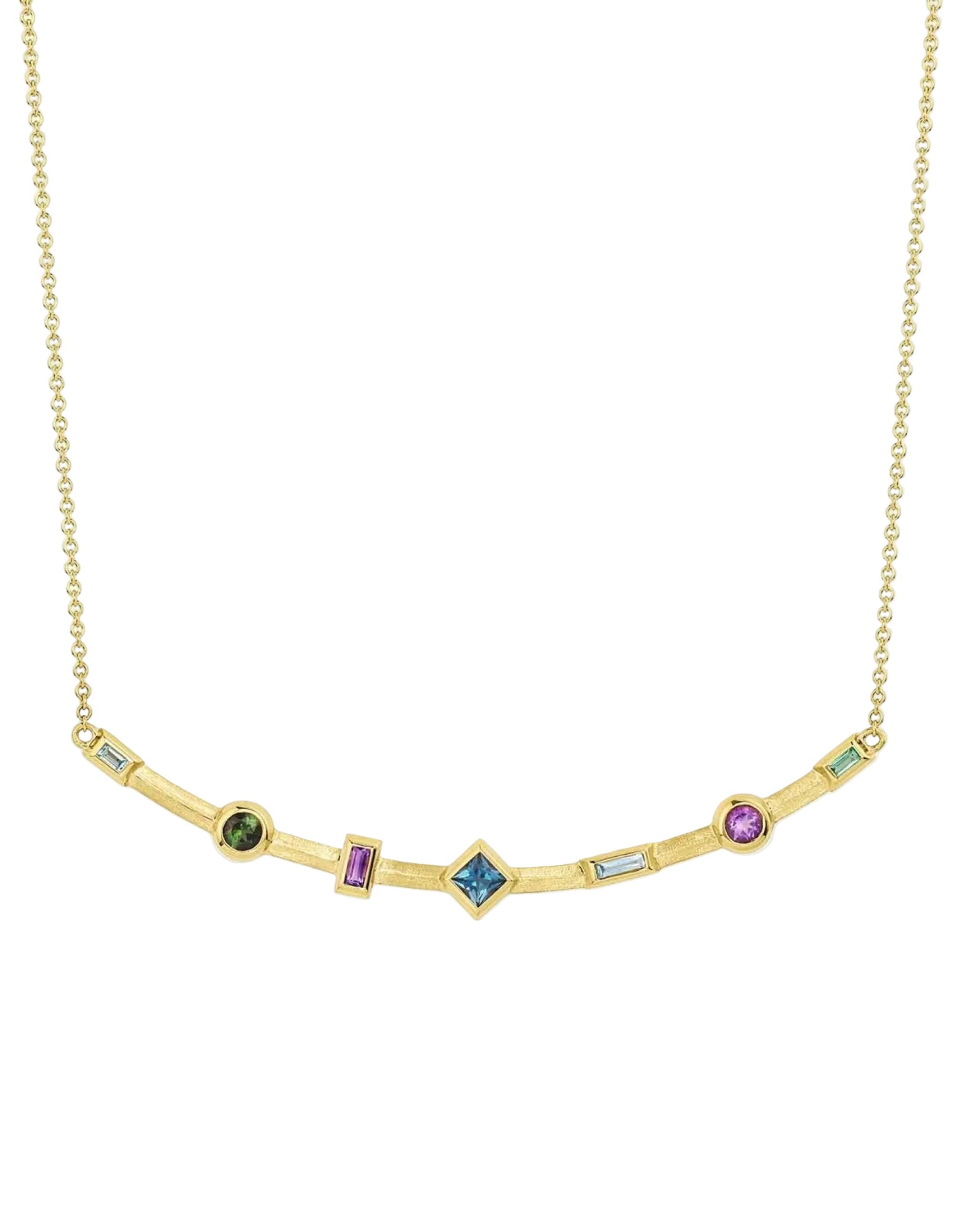 Multicolored Curved Bar Necklace