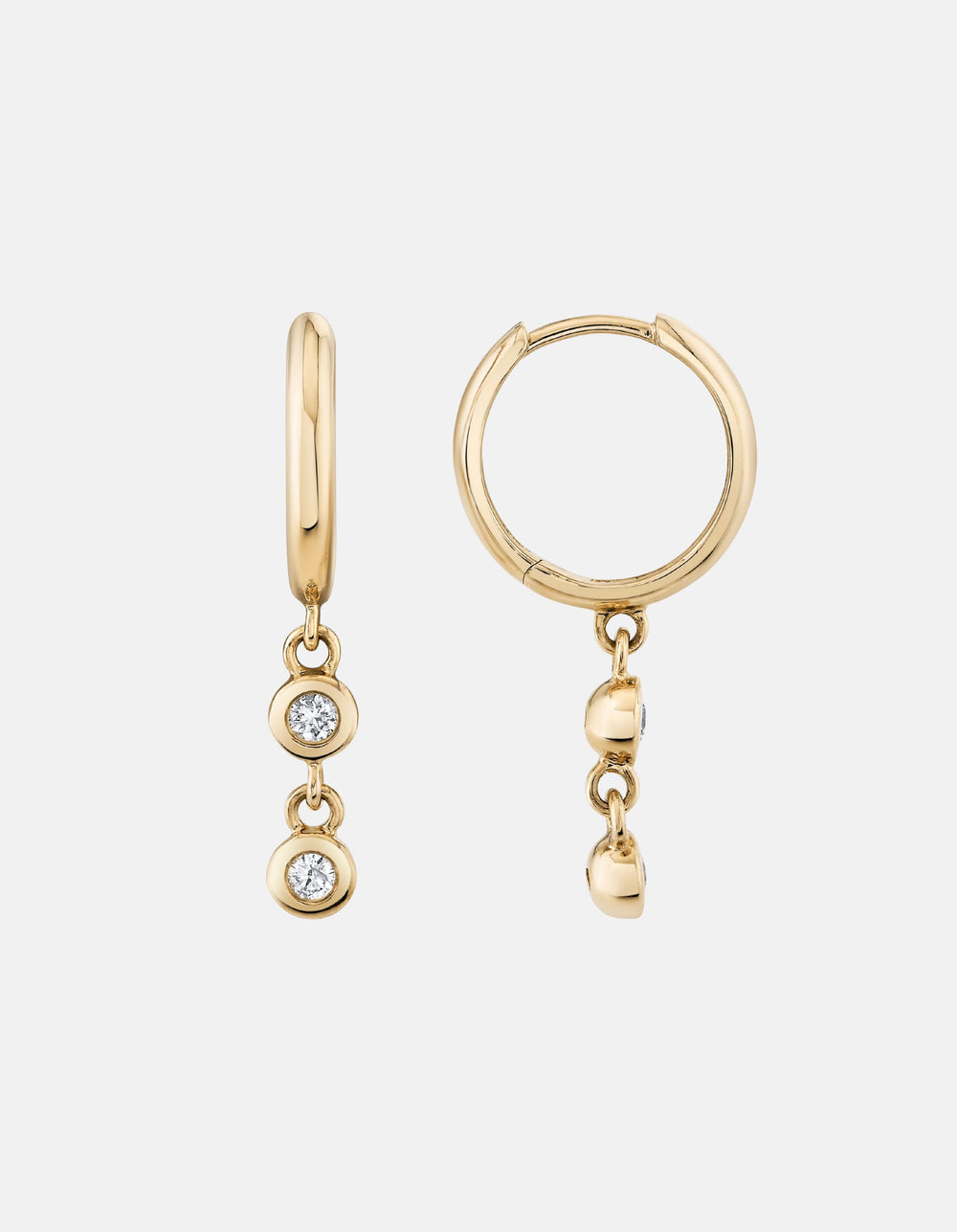 Double Diamond Raindrop Huggies by Ariel Gordon Jewelry - At Present Jewelry