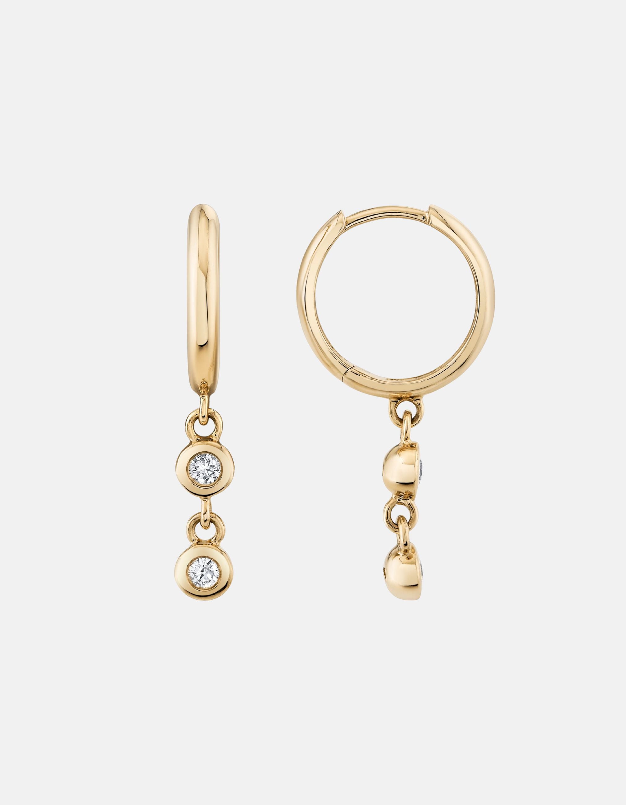 Double Diamond Raindrop Huggies by Ariel Gordon Jewelry - At Present Jewelry