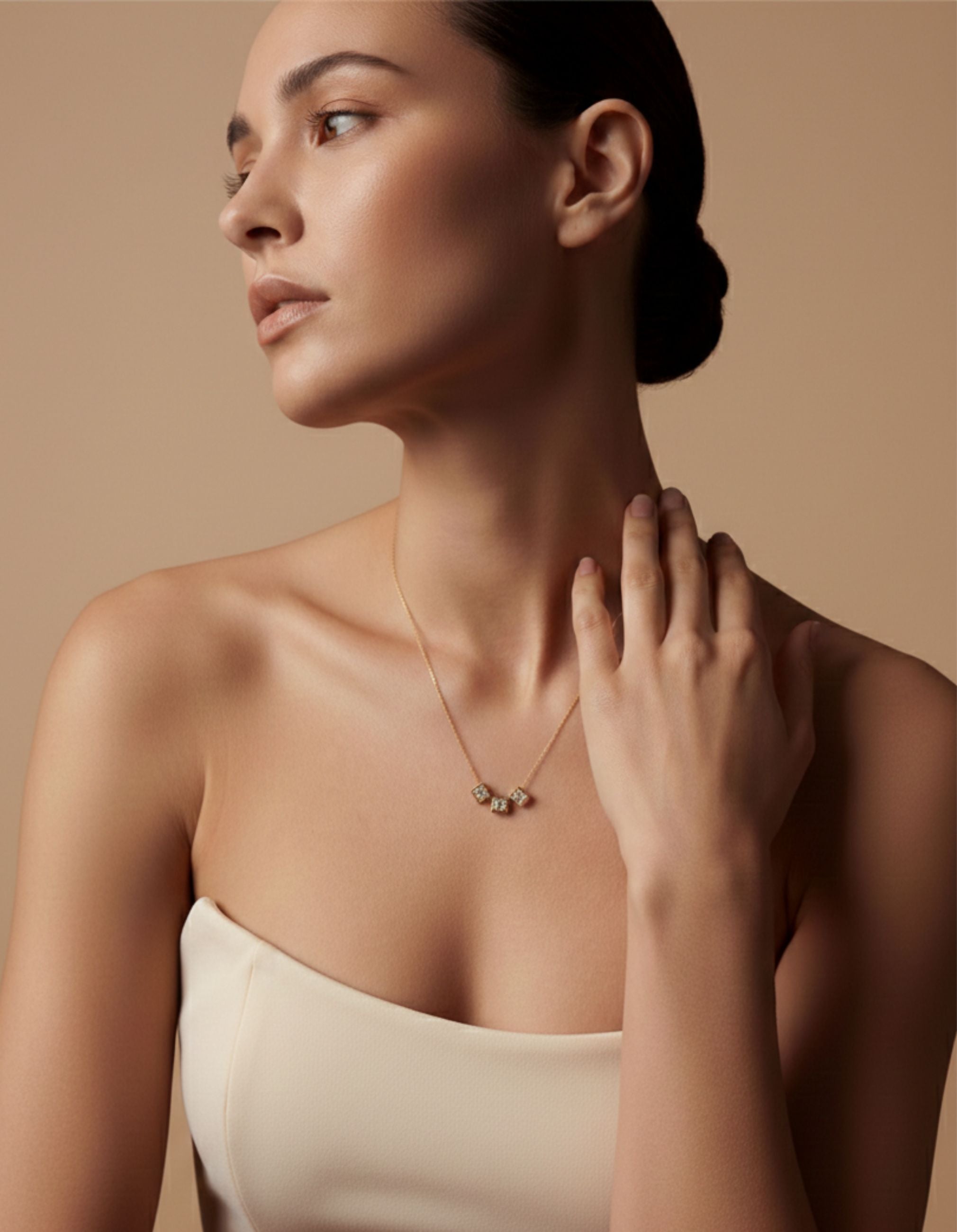 Triple Solitaire Code Pendant Necklace