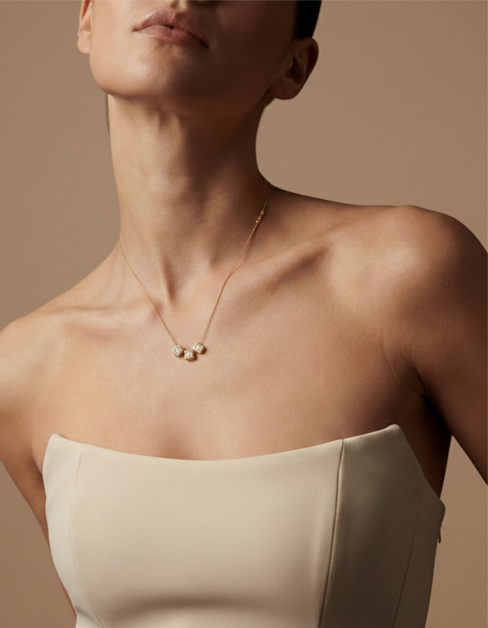 Triple Solitaire Code Pendant Necklace