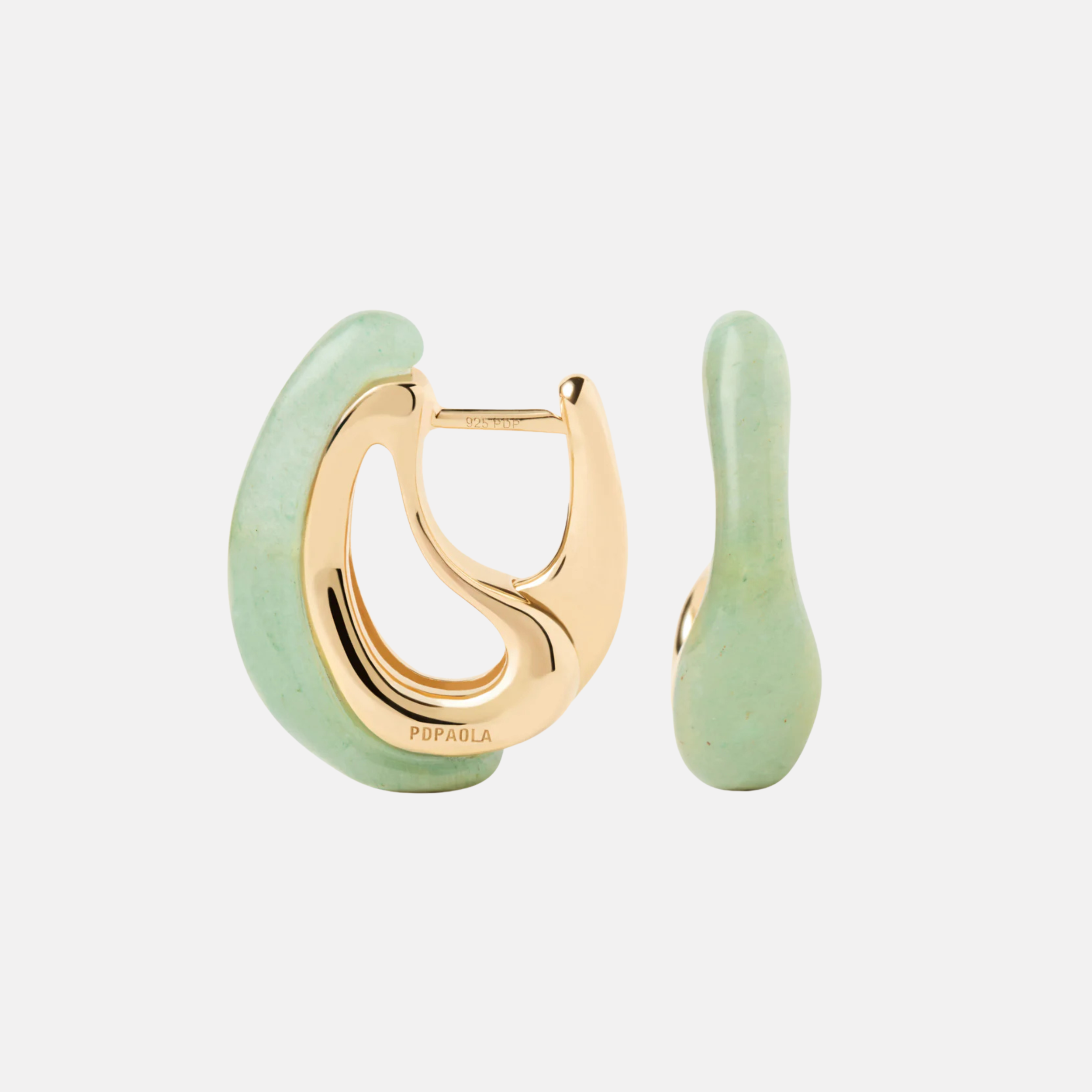 Green Aventurine Brisa Hoops by PDPaola - At Present Jewelry