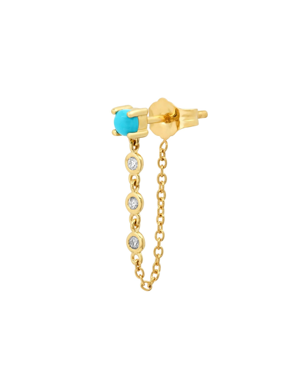 Gemstone Stud with Diamond Chain